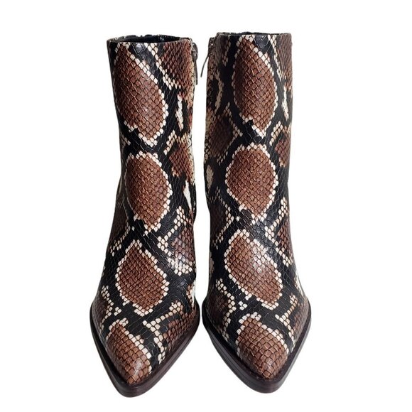 Nine West Womens Brown Snake Print Slip On Pointed Toe Zip Booties Boots Sz 5 M - Picture 4 of 9